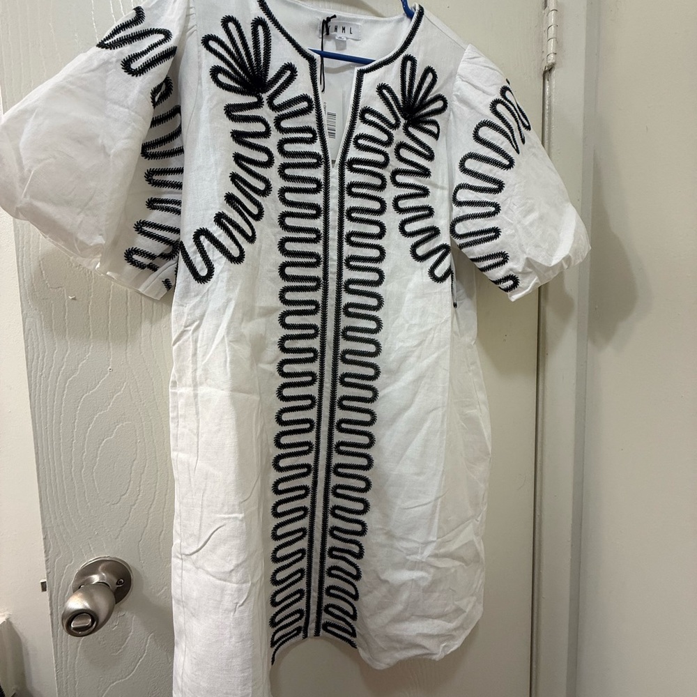 THML White Dress with Black Embroidery